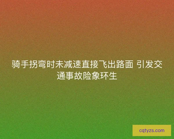 骑手拐弯时未减速直接飞出路面 引发交通事故险象环生